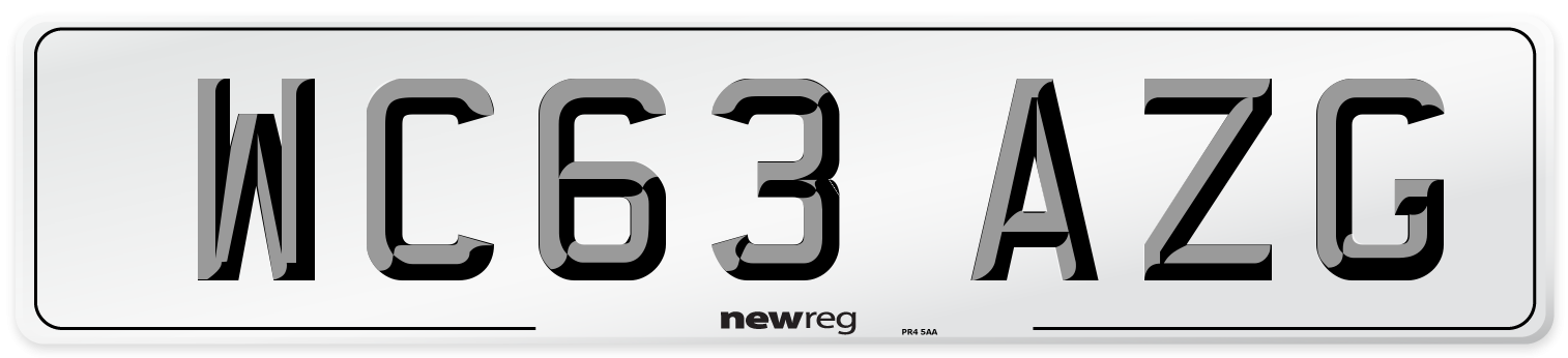 WC63 AZG Number Plate from New Reg